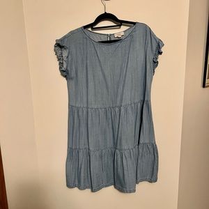 LOFT chambray tiered dress